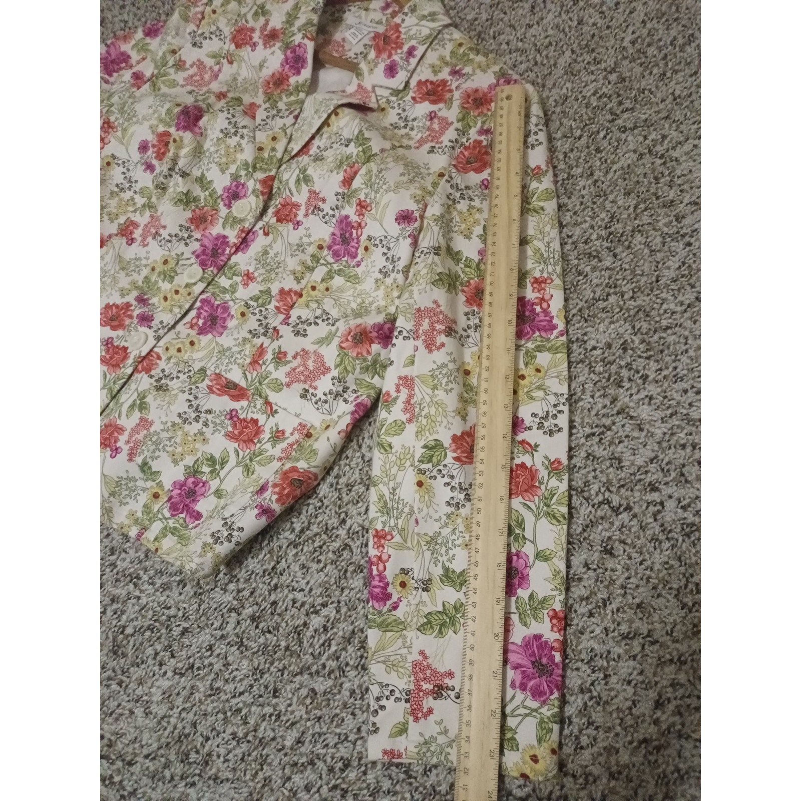 Jm Collection White Pink Floral Spring Button Front Blazer Jacket Size 16 — image 7 of 8